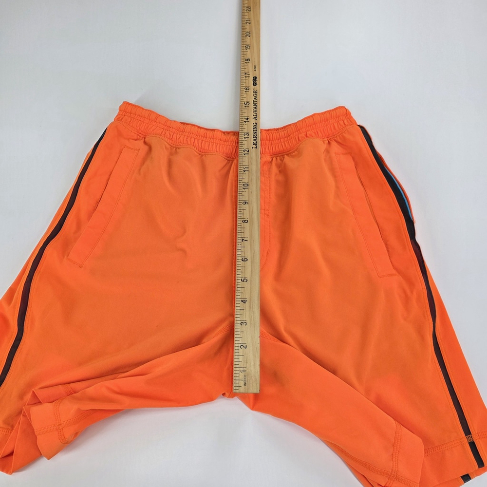 Lululemon Mens Lined Training Shorts Orange Reflective Athletic Gym Running... - Picture 8 of 11